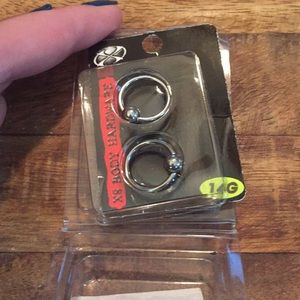 14G Stainless Steel Bead Ring Pair